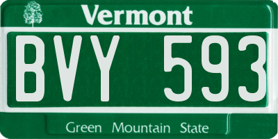 VT license plate BVY593