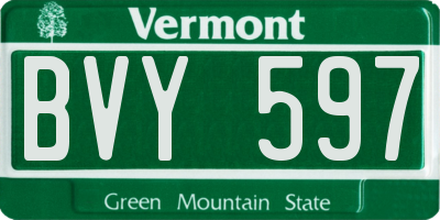 VT license plate BVY597