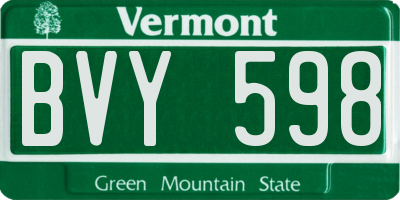 VT license plate BVY598