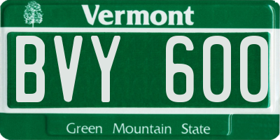 VT license plate BVY600