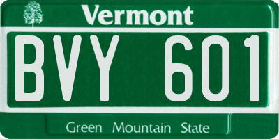 VT license plate BVY601