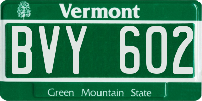 VT license plate BVY602