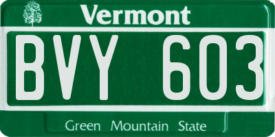 VT license plate BVY603
