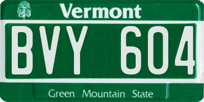 VT license plate BVY604