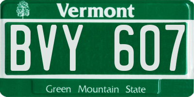 VT license plate BVY607