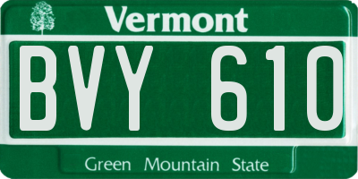 VT license plate BVY610