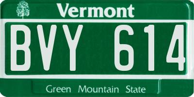 VT license plate BVY614