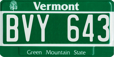 VT license plate BVY643