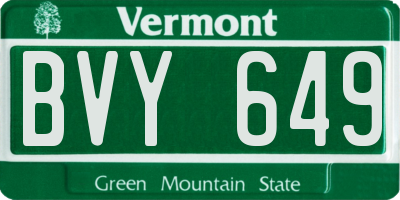 VT license plate BVY649