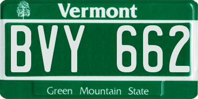 VT license plate BVY662