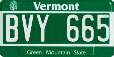 VT license plate BVY665