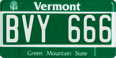 VT license plate BVY666