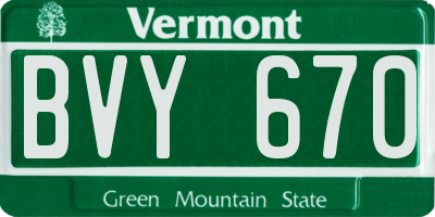 VT license plate BVY670