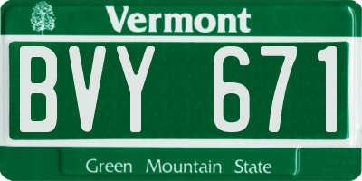 VT license plate BVY671