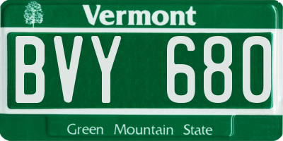 VT license plate BVY680