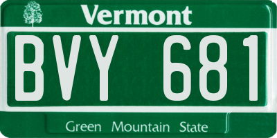 VT license plate BVY681