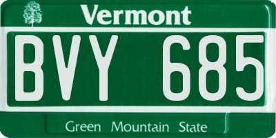 VT license plate BVY685