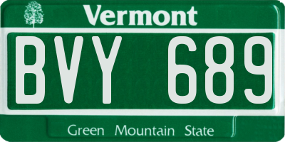VT license plate BVY689
