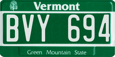 VT license plate BVY694