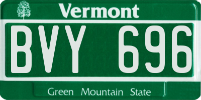 VT license plate BVY696