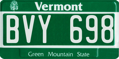 VT license plate BVY698