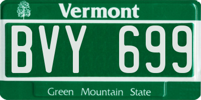 VT license plate BVY699