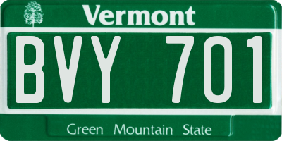VT license plate BVY701