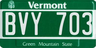 VT license plate BVY703