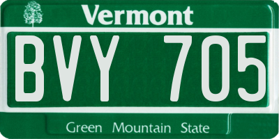 VT license plate BVY705