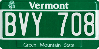 VT license plate BVY708
