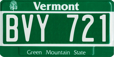 VT license plate BVY721