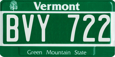 VT license plate BVY722