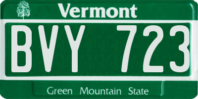 VT license plate BVY723