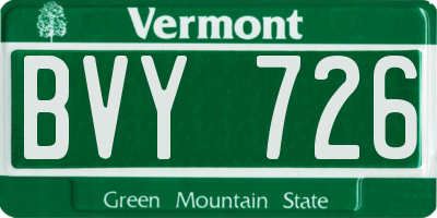 VT license plate BVY726