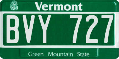 VT license plate BVY727
