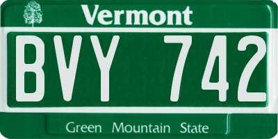 VT license plate BVY742