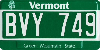 VT license plate BVY749