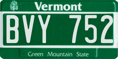 VT license plate BVY752