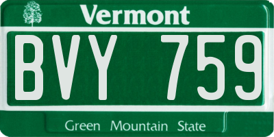 VT license plate BVY759