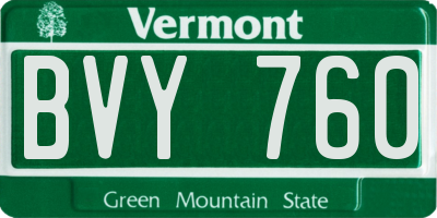 VT license plate BVY760