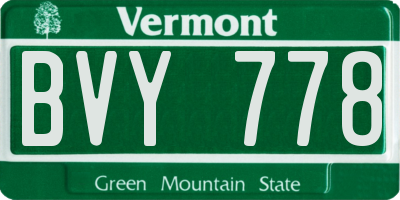 VT license plate BVY778