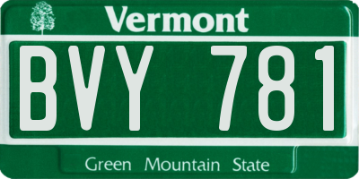 VT license plate BVY781