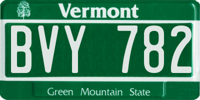 VT license plate BVY782