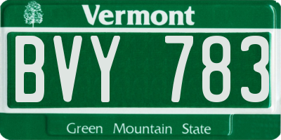 VT license plate BVY783