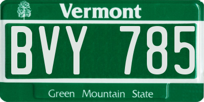 VT license plate BVY785