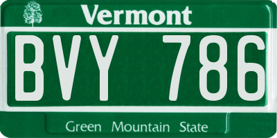 VT license plate BVY786