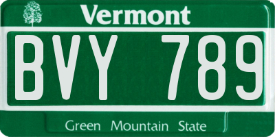 VT license plate BVY789