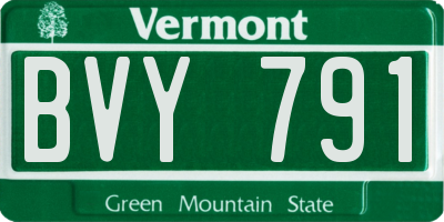 VT license plate BVY791