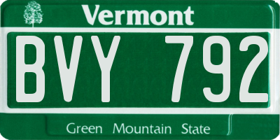 VT license plate BVY792