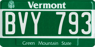 VT license plate BVY793